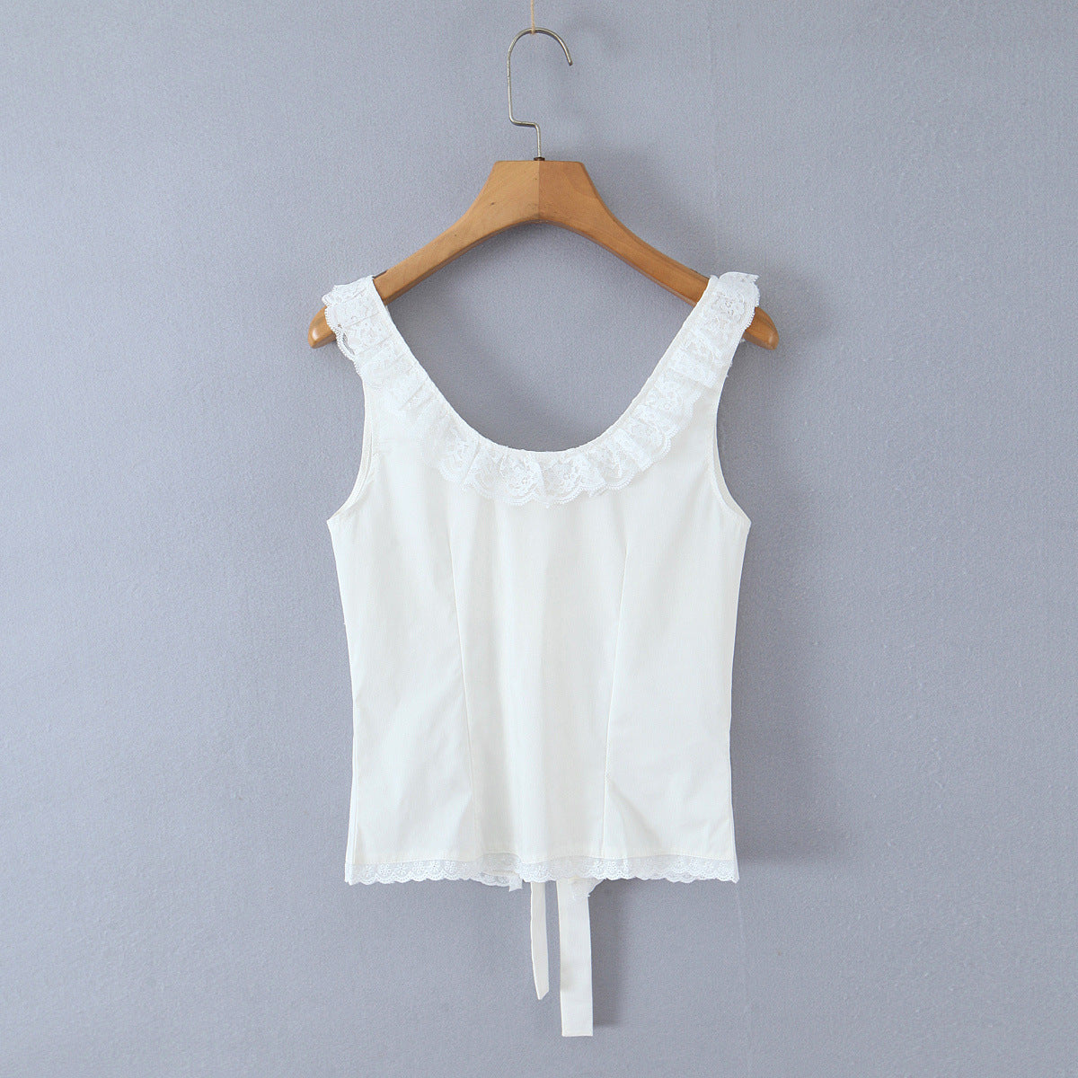 Lace Trim Bow Crop Top - additional angle 4