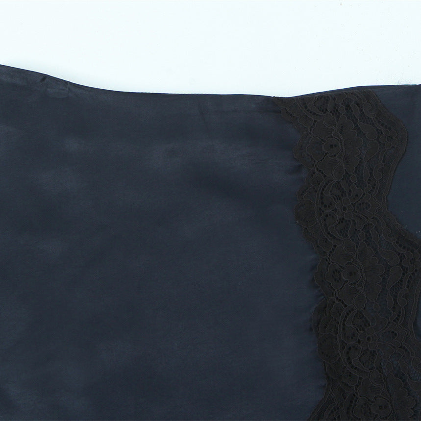 Satin Lace Split Skirt