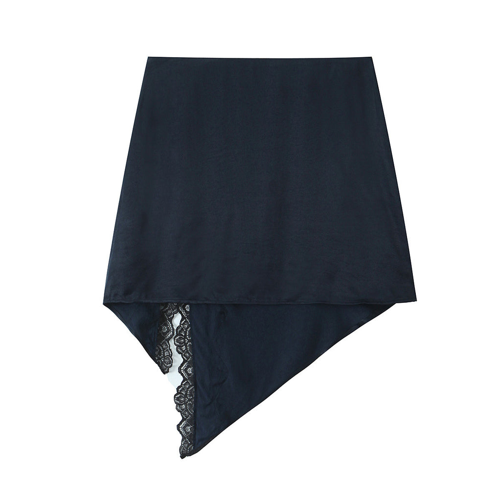 Satin Lace Split Skirt