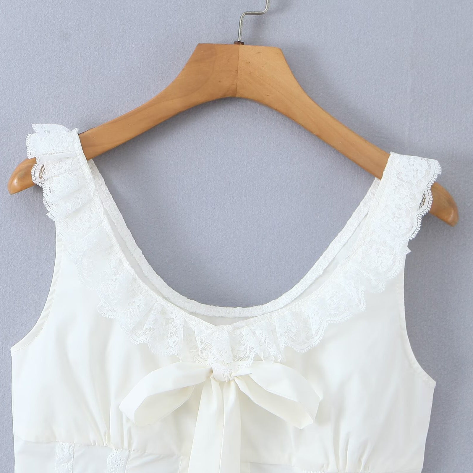 Lace Trim Bow Crop Top - additional angle 5